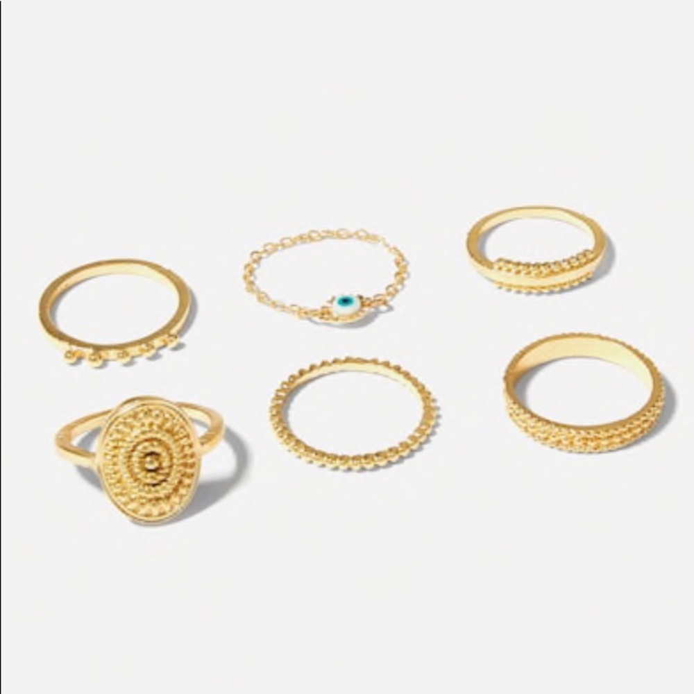 Textured Round Detailed Ring Set - Picture 2 of 3